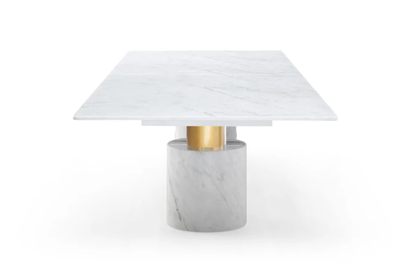 Geneva 120" Dining Table Cylinder Gold by Whiteline