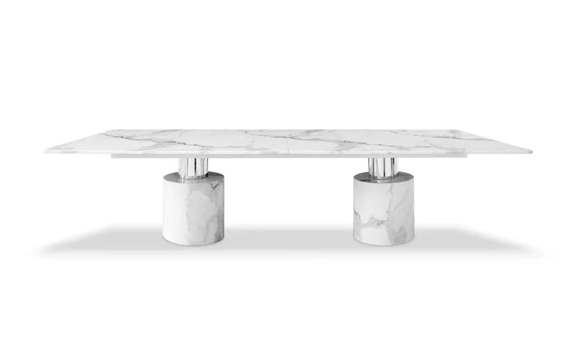 Geneva 180" Dining Table Cylinder Silver by Whiteline