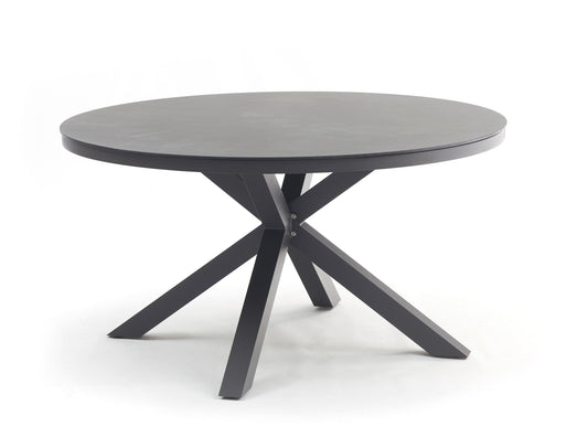 Kassey 55" Round Outdoor Dining Table in Glass, Ceramic & Dark Grey Metal by Whiteline Modern Living