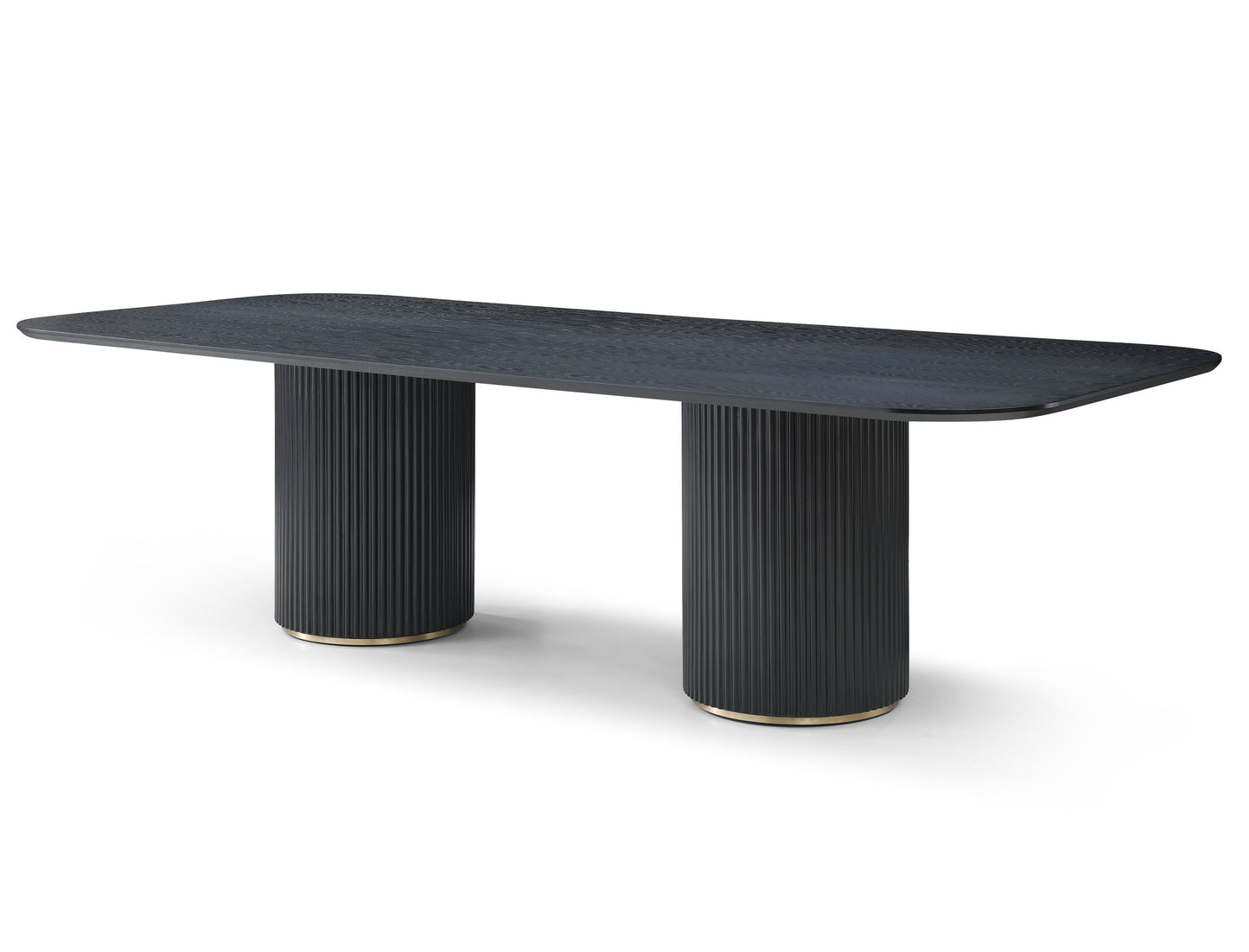 Heidi 110" Dining Table Black Oak Timber Veneer, Black, Brass & Champagne Gold by Whiteline Modern Living