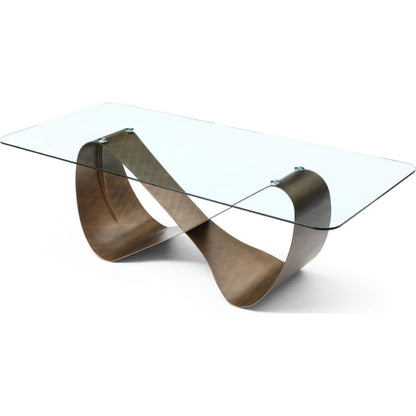 Tiffany 94" Dining Table in Tempered Glass & Brushed Bronze by Whiteline Modern Living