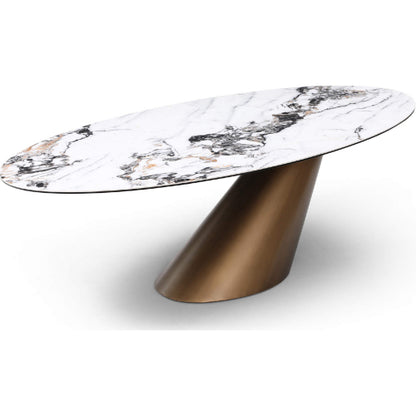 Alondra 94" Dining Table in Ceramic & Brushed Bronze Metal by Whiteline Modern Living