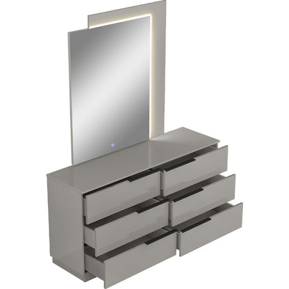 Damien Dresser & Mirror Set in High Gloss Light Grey by Whiteline Modern Living