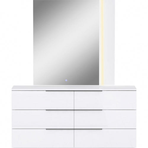 Damien Dresser & Mirror Set in High Gloss White by Whiteline Modern Living