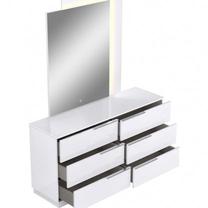 Damien Dresser & Mirror Set in High Gloss White by Whiteline Modern Living