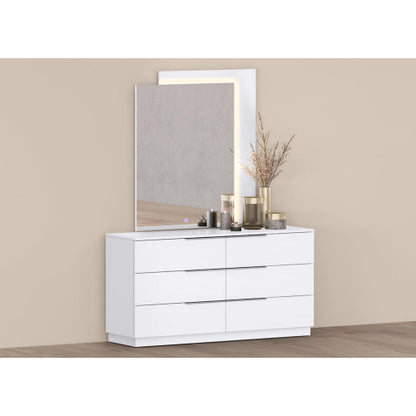 Damien Dresser & Mirror Set in High Gloss White by Whiteline Modern Living