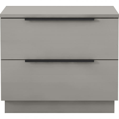 Damien 2 Drawer Nightstand in High Gloss Light Grey & Black by Whiteline Modern Living