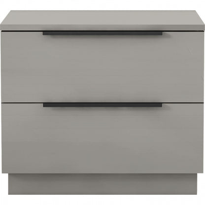 Damien 2 Drawer Nightstand in High Gloss Light Grey & Black by Whiteline Modern Living