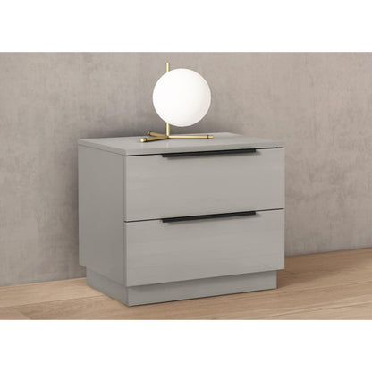 Damien 2 Drawer Nightstand in High Gloss Light Grey & Black by Whiteline Modern Living