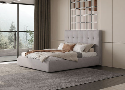 Dexter Queen Bed in Tufted Grey Fabric by Whiteline Modern Living