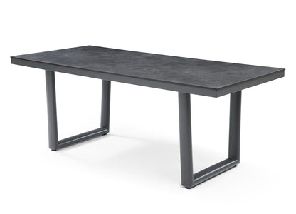 Doris Outdoor Dining Table in India Laminate & Dark Grey Stainless Steel by Whiteline Modern Living