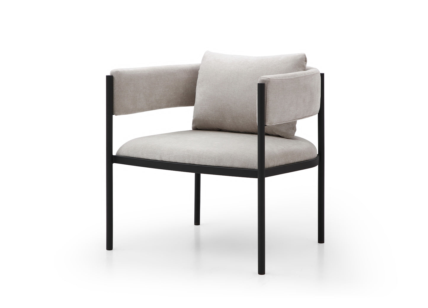 Envie Accent Chair in Light Grey Fabric & Sanded Black Steel (Set of 2) by Whiteline Modern Living