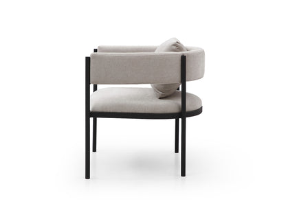 Envie Accent Chair in Light Grey Fabric & Sanded Black Steel (Set of 2) by Whiteline Modern Living