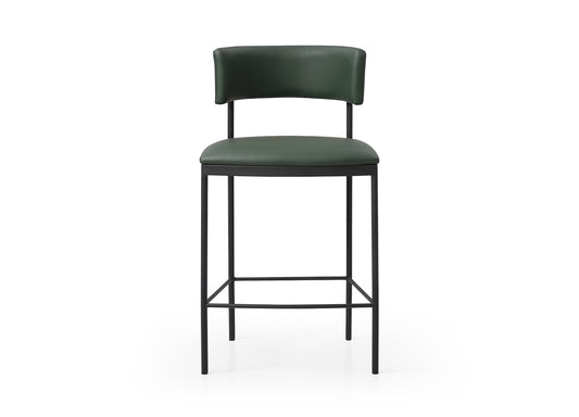 Envie Counter Stool in Green Leatherette & Black Steel by Whiteline Modern Living