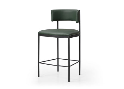 Envie Counter Stool in Green Leatherette & Black Steel by Whiteline Modern Living