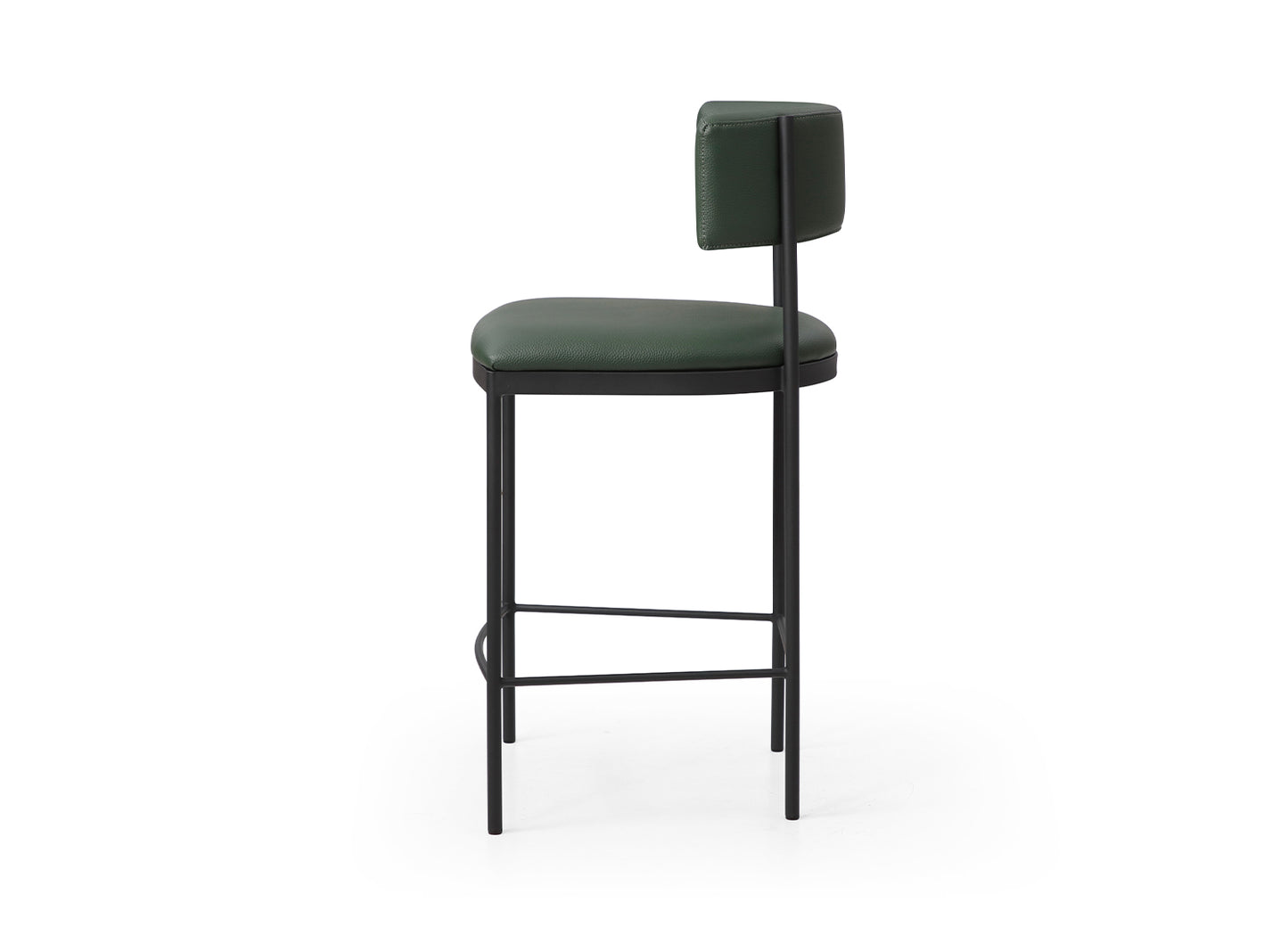 Envie Counter Stool in Green Leatherette & Black Steel by Whiteline Modern Living