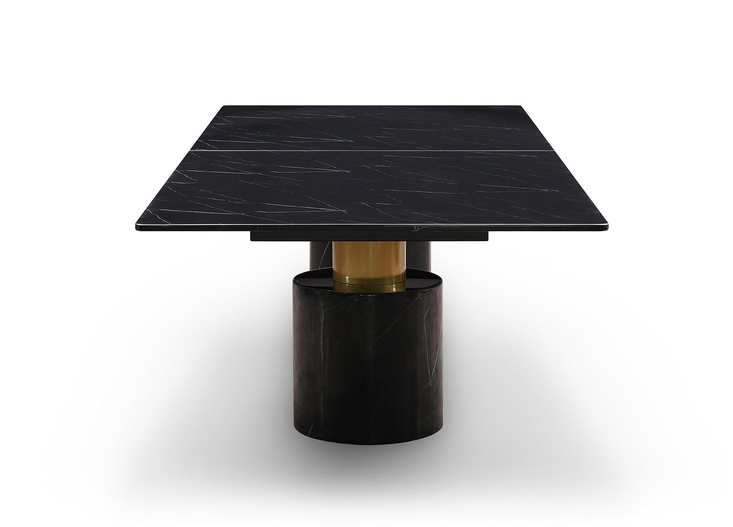 Geneva 120" Dining Table in Black Marble & Polished Stainless by Whiteline Modern Living