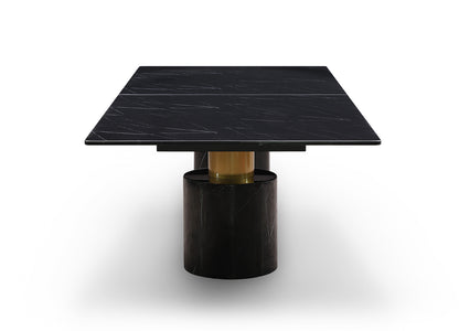 Geneva 180" Dining Table in Gloss Black Marble & Polished Stainless Steel by Whiteline Modern Living