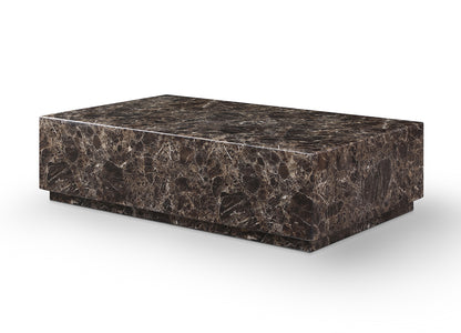 Iris Coffee Table w/ Casters High Gloss Dark Emperador Marble by Whiteline Modern Living