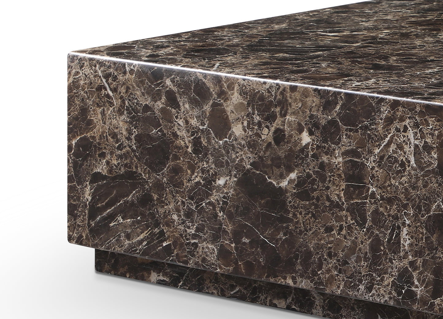 Iris Coffee Table w/ Casters High Gloss Dark Emperador Marble by Whiteline Modern Living