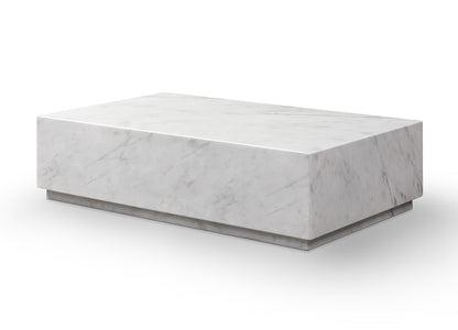 Iris Coffee Table w/ Casters High Gloss White Marble by Whiteline Modern Living