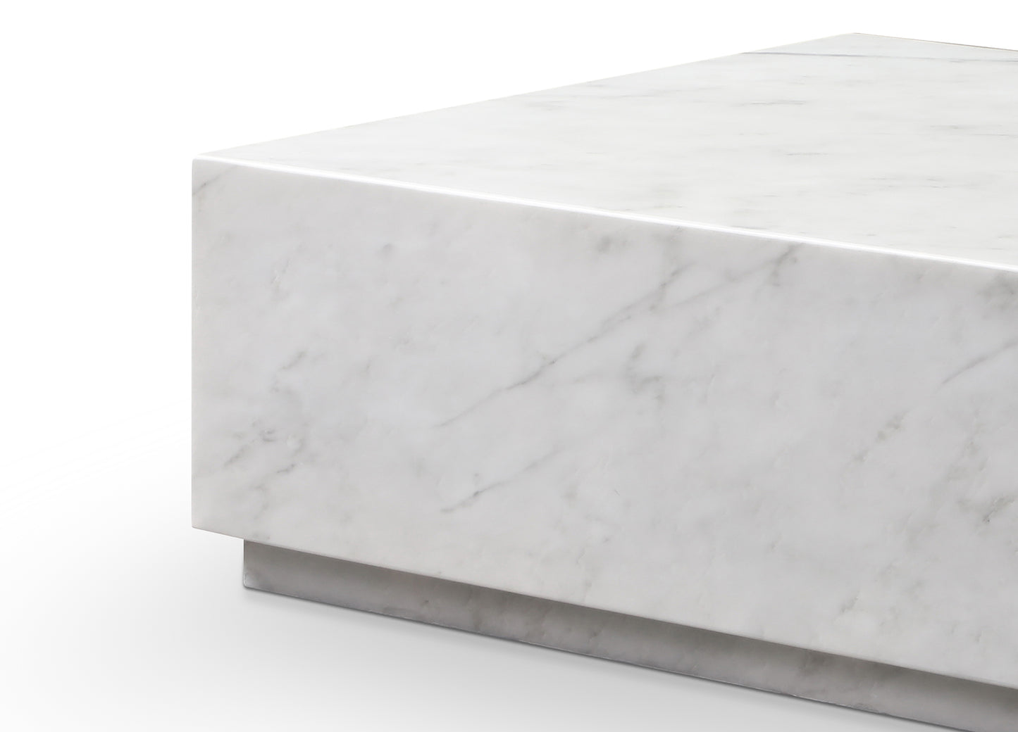 Iris Coffee Table w/ Casters High Gloss White Marble by Whiteline Modern Living