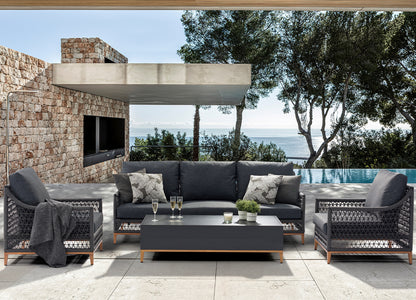 Karen 4 Piece Outdoor Sofa Set in Aluminum & Dark Grey Fabric by Whiteline Modern Living