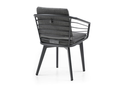 Kassey Outdoor Dining Arm Chair in Dark Grey Aluminum & Dak Grey Fabric (Set of 2) by Whiteline Modern Living