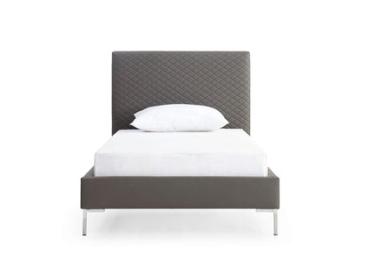 Liz Twin Bed in Dark Gray Leatherette & Chrome by Whiteline Modern Living