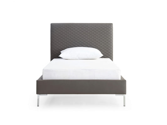 Liz Twin Bed in Dark Gray Leatherette & Chrome by Whiteline Modern Living