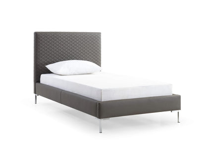 Liz Twin Bed in Dark Gray Leatherette & Chrome by Whiteline Modern Living