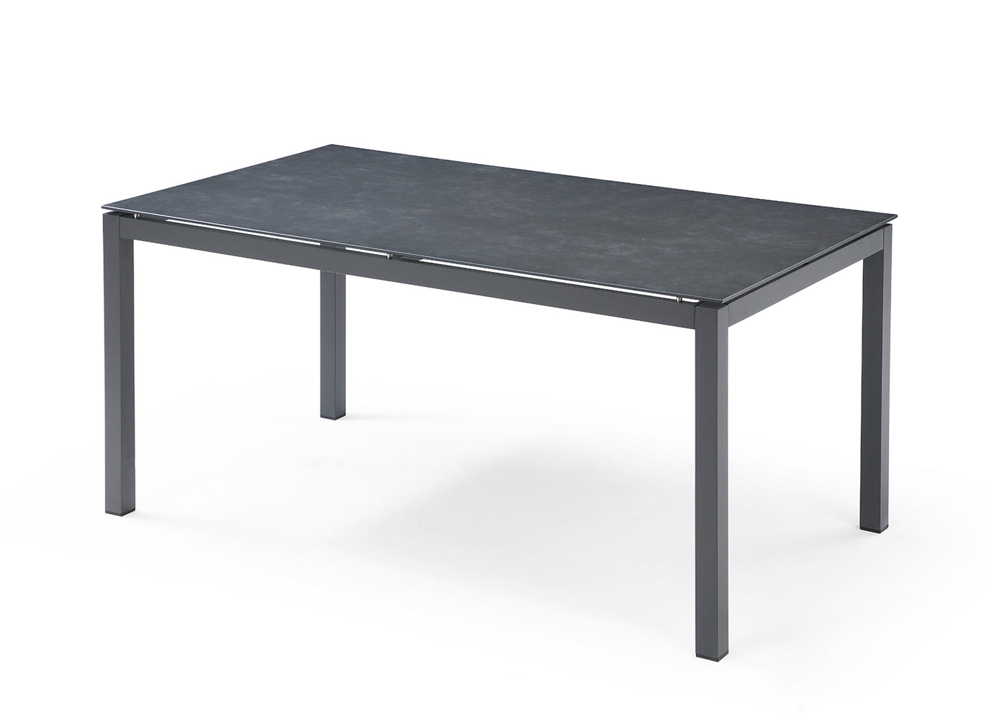 Lynn Outdoor 63" Dining Table in Glass w/ Dark Grey Ceramic Finish & Dark Grey Aluminum by Whiteline Modern Living