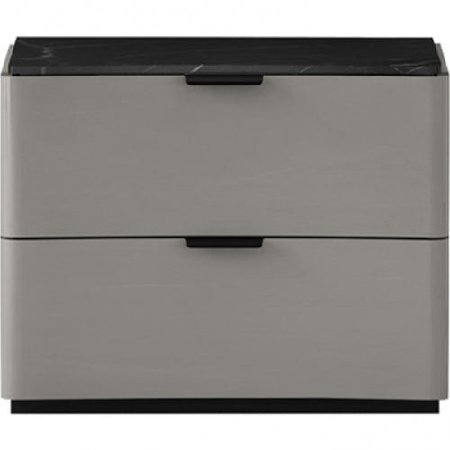 Massimo Nightstand in Light Grey w/ Black & White Marble Texture Lacquer by Whiteline Modern Living