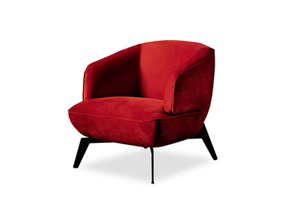 Mersin Accent Chair in RED Velvet Fabric &RED Powder Coated Metal by Whiteline Modern Living