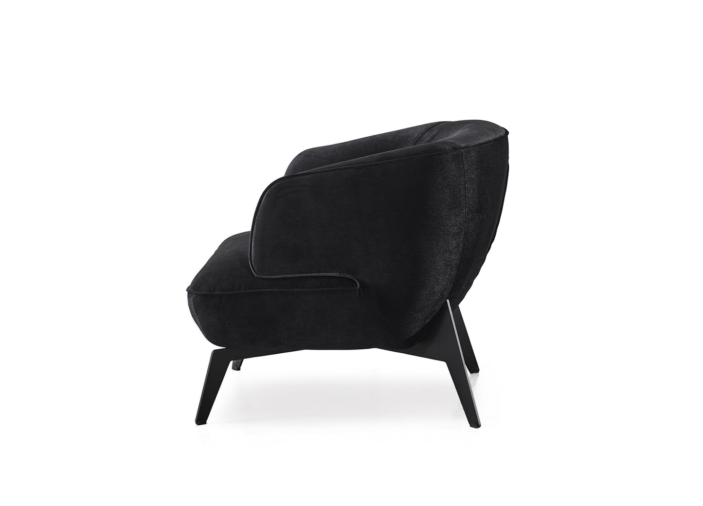 Mersin Accent Chair in Black Velvet Fabric & Black Powder Coated Metal by Whiteline Modern Living