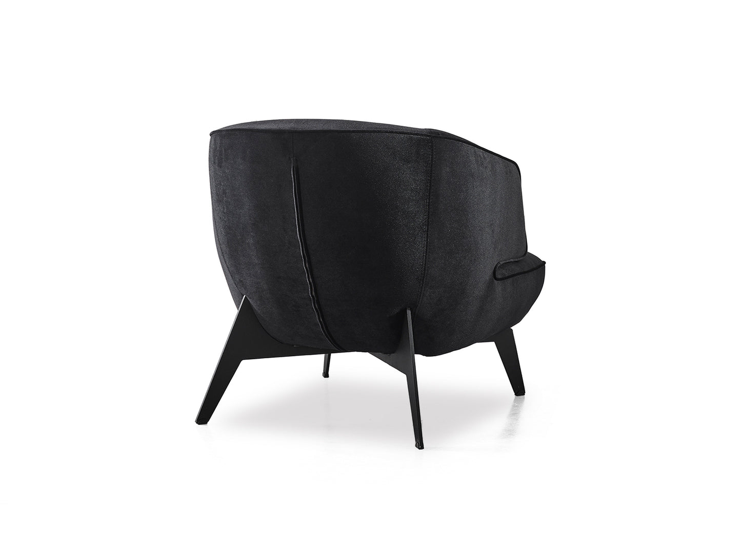 Mersin Accent Chair in Black Velvet Fabric & Black Powder Coated Metal by Whiteline Modern Living