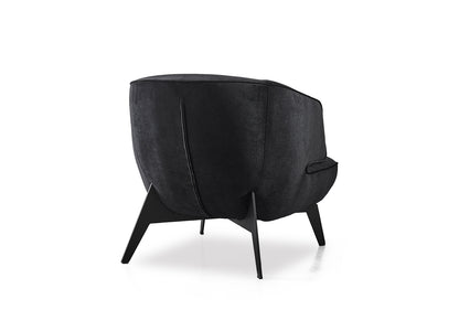 Mersin Accent Chair in Black Velvet Fabric & Black Powder Coated Metal by Whiteline Modern Living