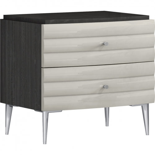 Pino Nightstand in High Gloss Dark & Light Grey (Set of 2) by Whiteline Modern Living