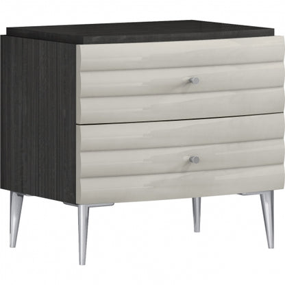 Pino Nightstand in High Gloss Dark & Light Grey (Set of 2) by Whiteline Modern Living