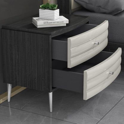 Pino Nightstand in High Gloss Dark & Light Grey (Set of 2) by Whiteline Modern Living