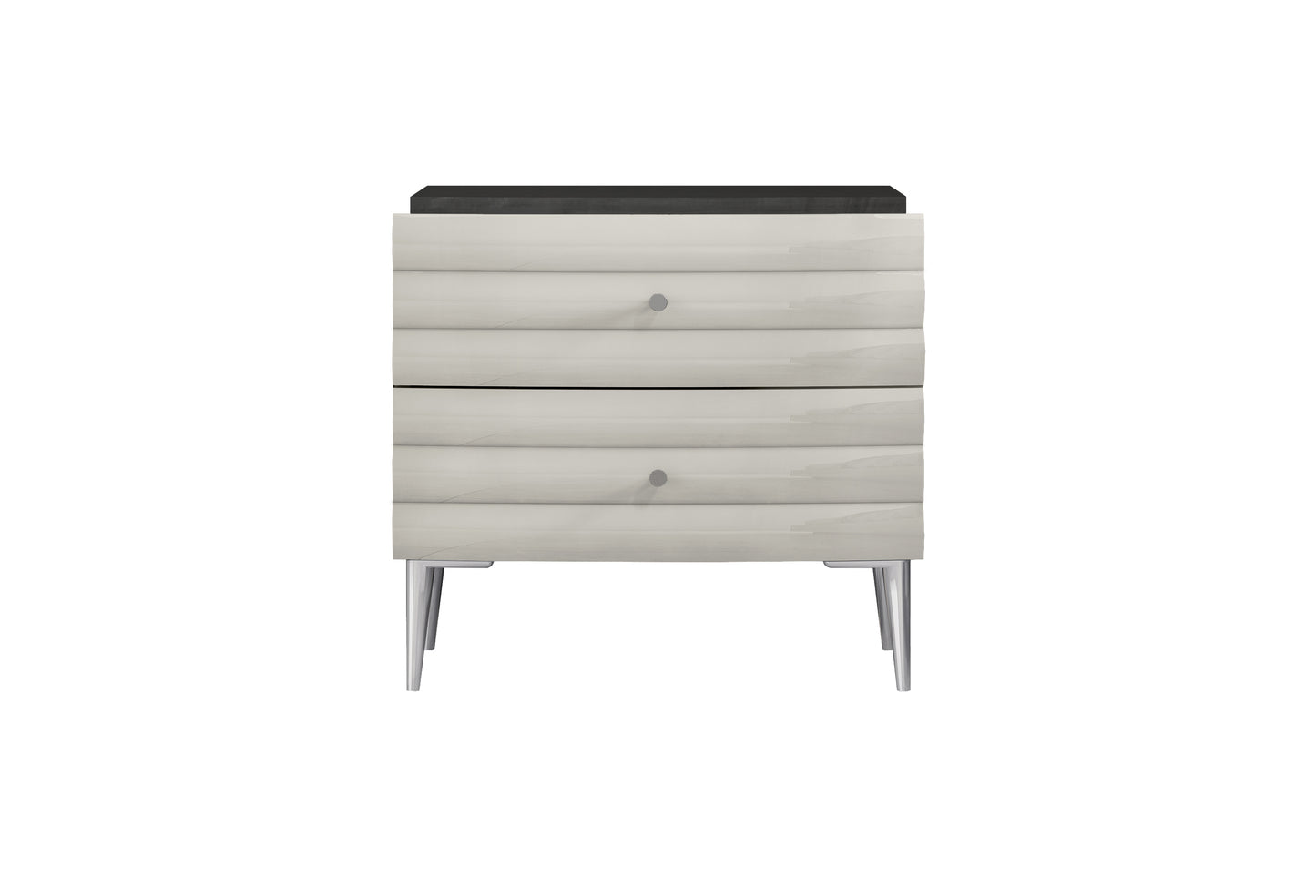 Pino Nightstand in High Gloss Dark & Light Grey (Set of 2)