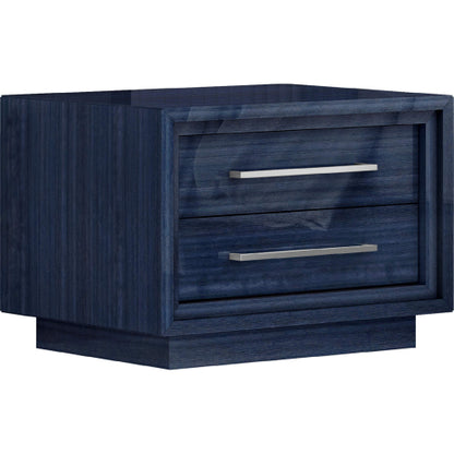 Alexander Nightstand in High Gloss Saphire Blue & Stainless Steel by Whiteline Modern Living