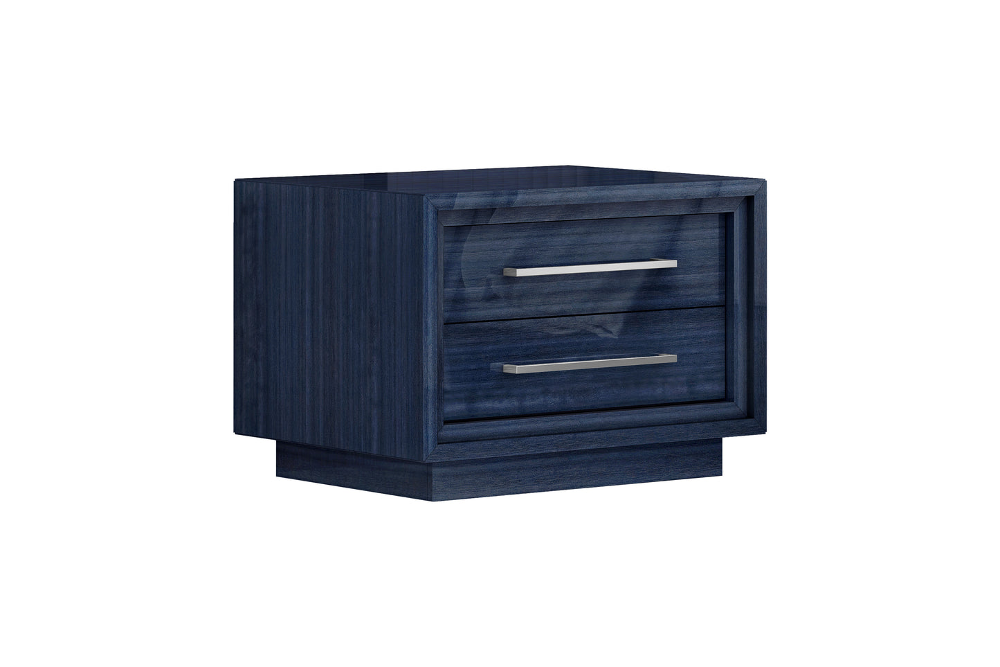 Alexander Nightstand in High Gloss Saphire Blue & Stainless Steel