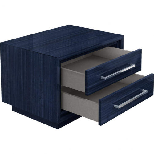 Alexander Nightstand in High Gloss Saphire Blue & Stainless Steel by Whiteline Modern Living