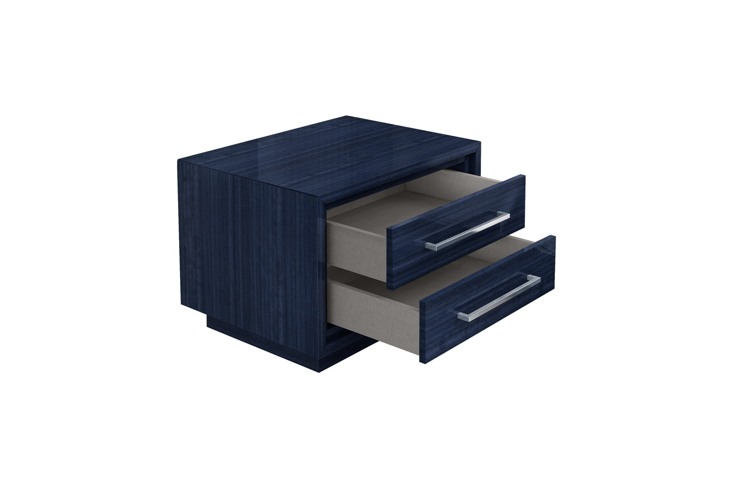 Alexander Nightstand in High Gloss Saphire Blue & Stainless Steel