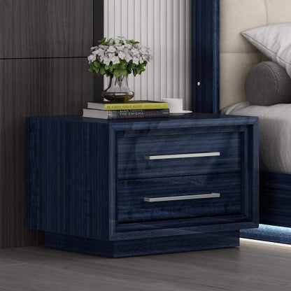 Alexander Nightstand in High Gloss Saphire Blue & Stainless Steel by Whiteline Modern Living