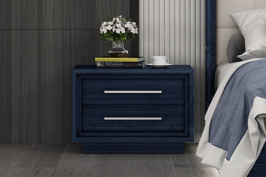 Alexander Nightstand in High Gloss Saphire Blue & Stainless Steel