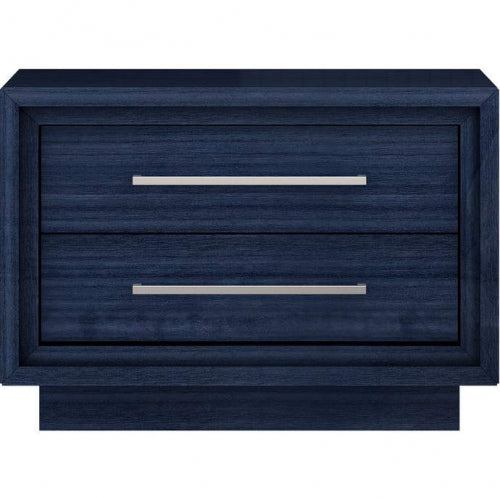 Alexander Nightstand in High Gloss Saphire Blue & Stainless Steel by Whiteline Modern Living