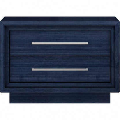 Alexander Nightstand in High Gloss Saphire Blue & Stainless Steel by Whiteline Modern Living