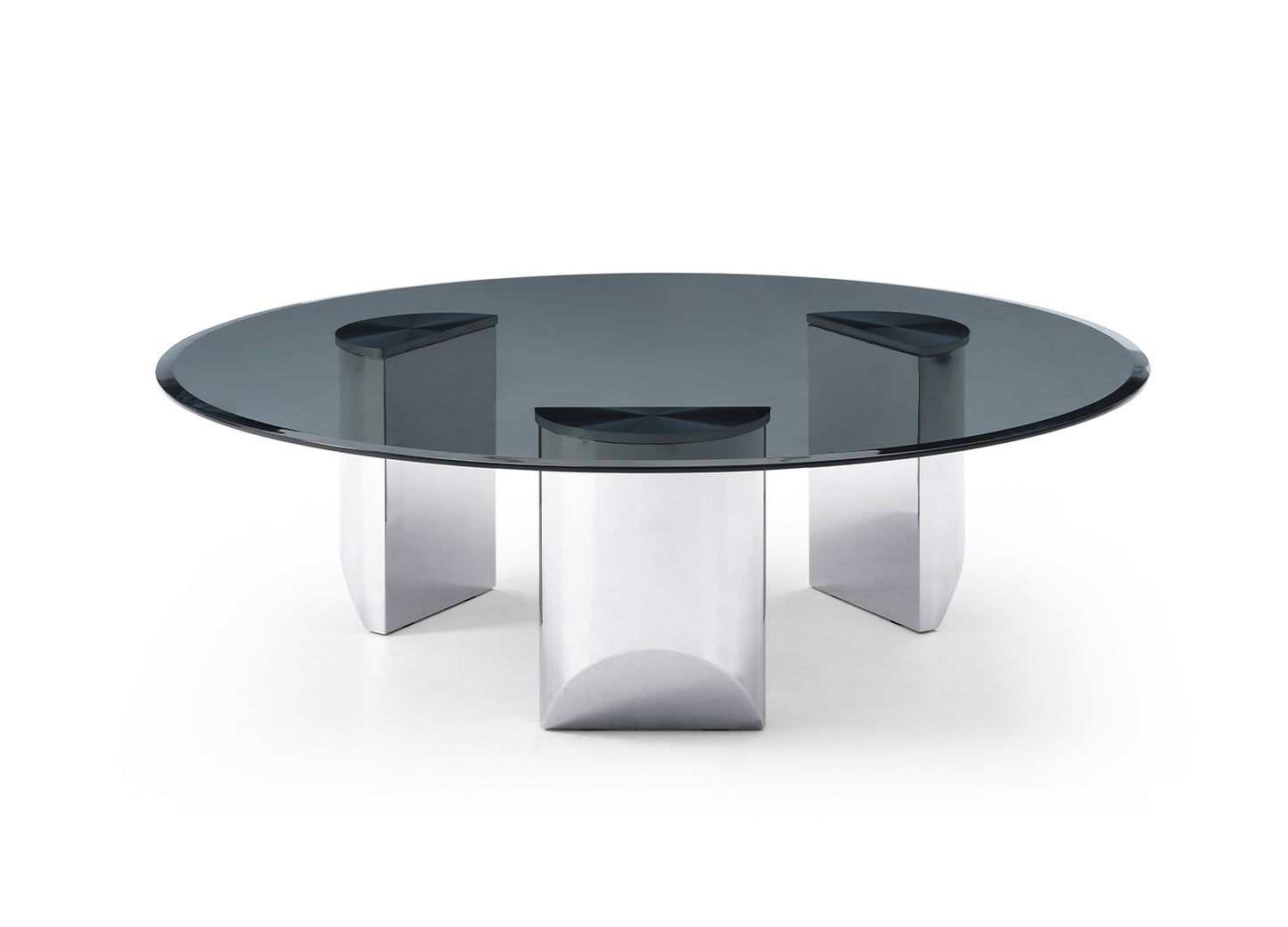 Naomi Coffee Table in Smoke Glass & Polished Stainless Steel by Whiteline Modern Living